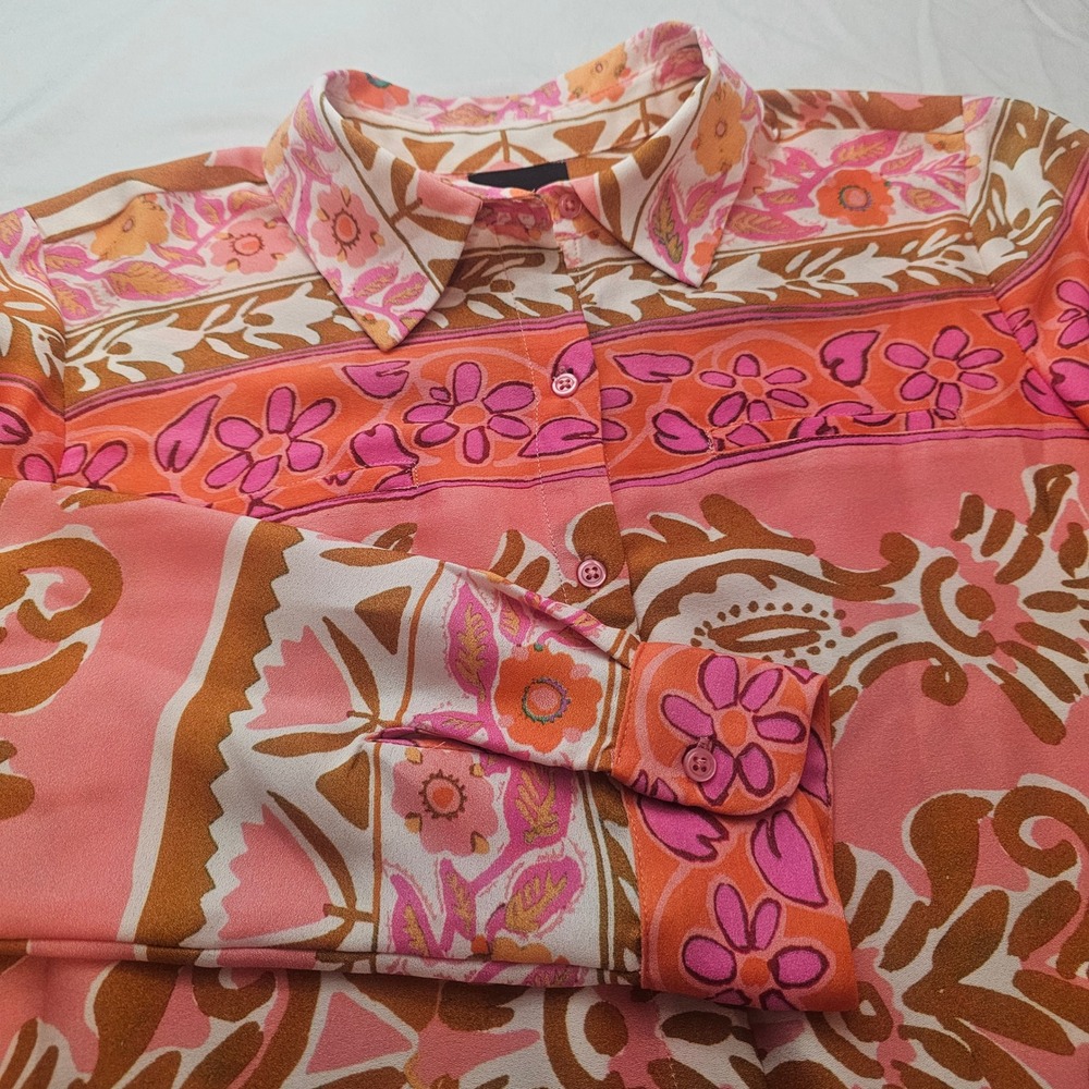 Alex Marie M Medium Floral Button Down Long Sleeve Blouse Shirt NWT $109 1200 - Picture 1 of 6